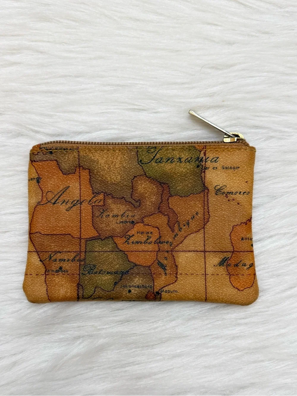 ALVIERO MARTINI - PRIMA CLASSE BROWN TAN PVC LEATHER ZIP POUCH WALLET